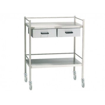 INSTRUMENT TROLLEY STAINLESS STEEL WITH TWO DRAW QMED PAKISTAN